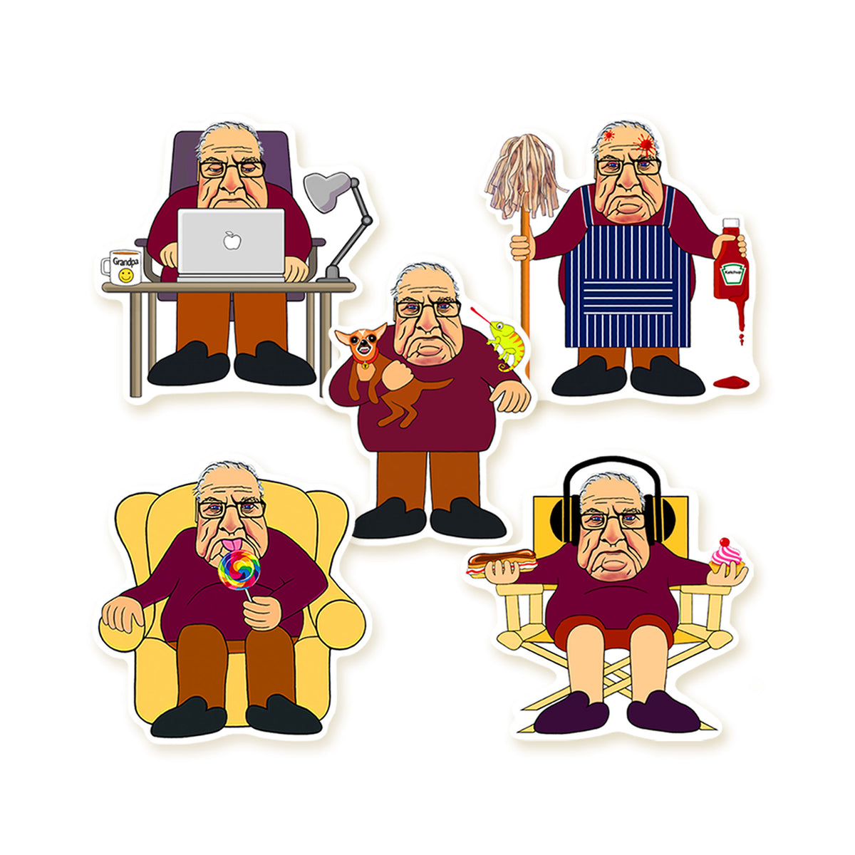 Grandpa Mudcake Die-Cut Stickers: Set 2