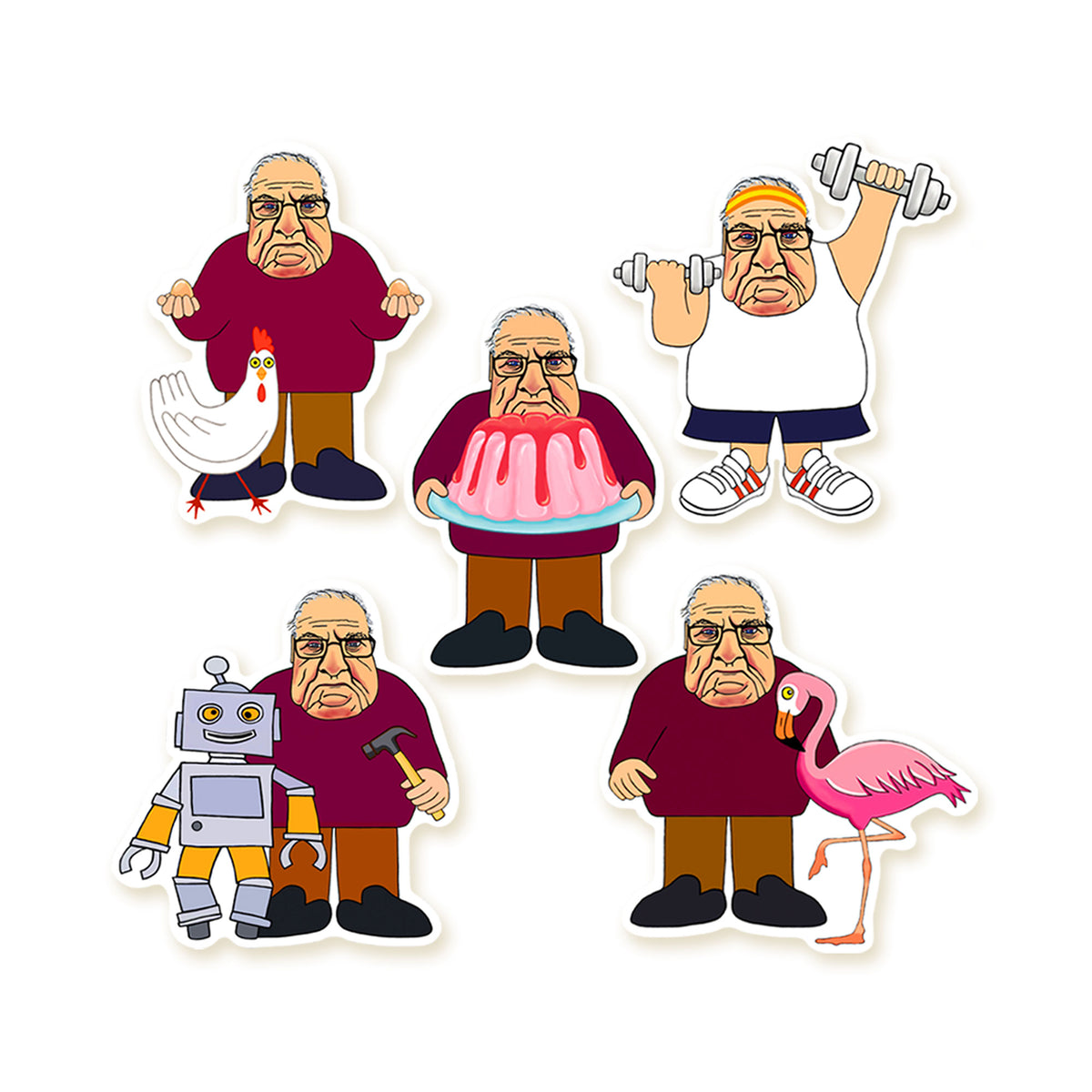 Grandpa Mudcake Die-Cut Stickers: Set 3
