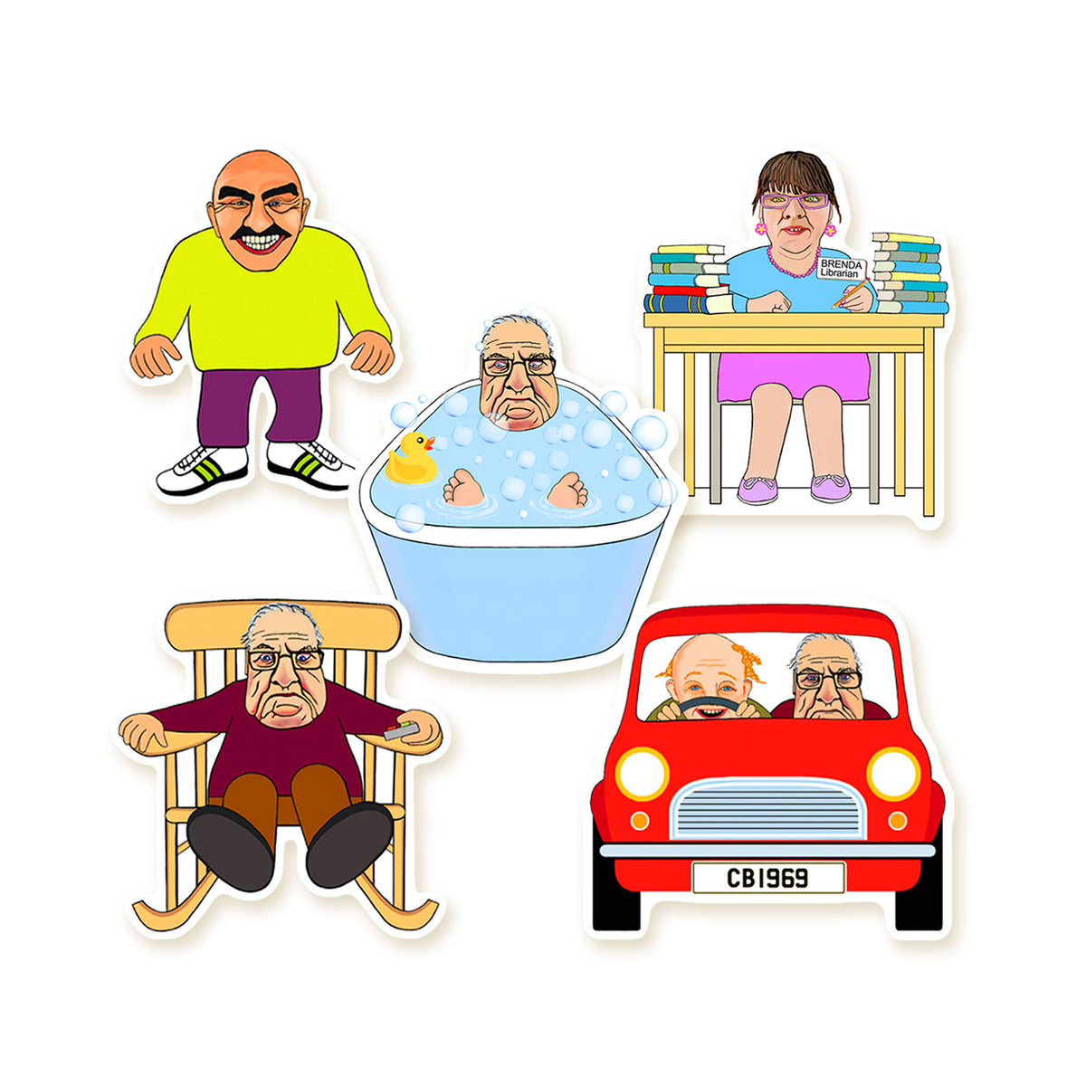 Grandpa Mudcake Die-Cut Stickers: Set 4